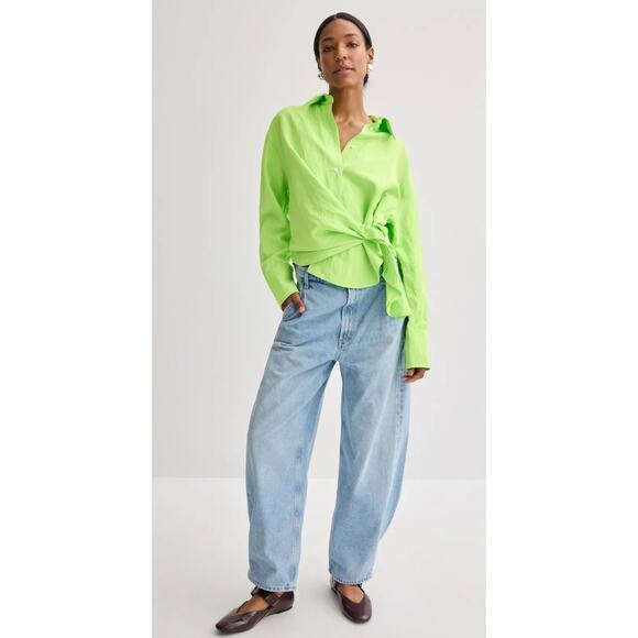 JW Anderson Draped Twisted Shirt in Green - Picture 2 of 13